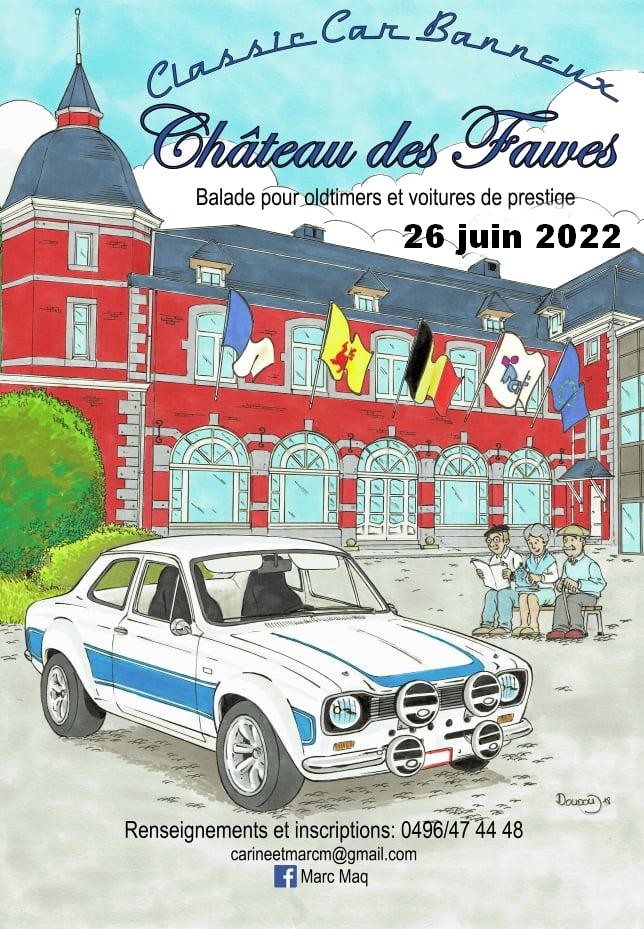 affiche de7ème Balade Classic car Banneux château des Fawes