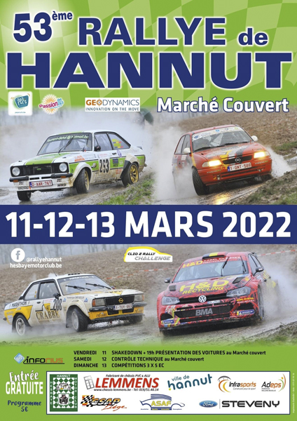 affiche de53è Rallye de Hannut 2022