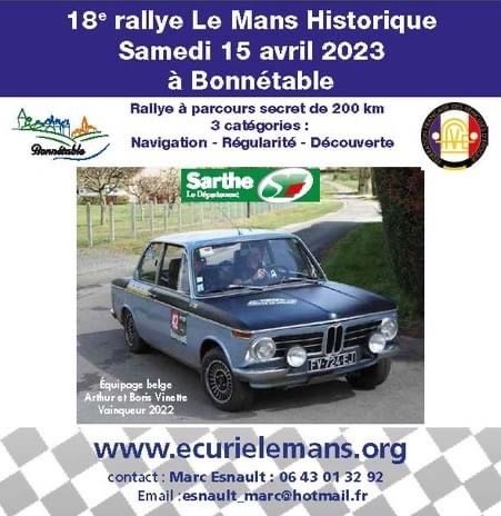 affiche de18ème Rallye Le Mans Historique