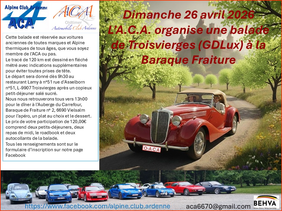 affiche deBalade de Printemps pour voitures anciennes