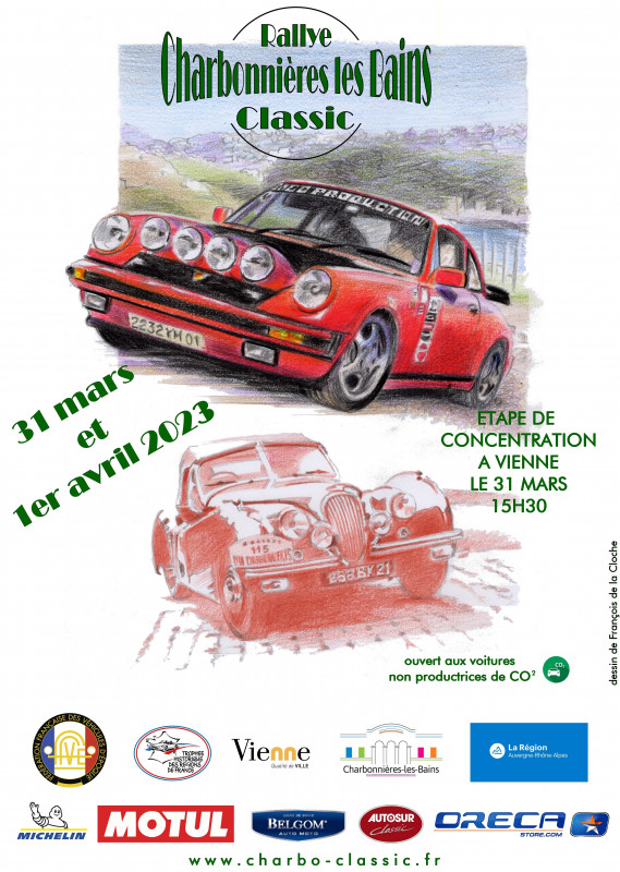 affiche de6ème Rallye Charbonnières-les-Bains Classic 2023