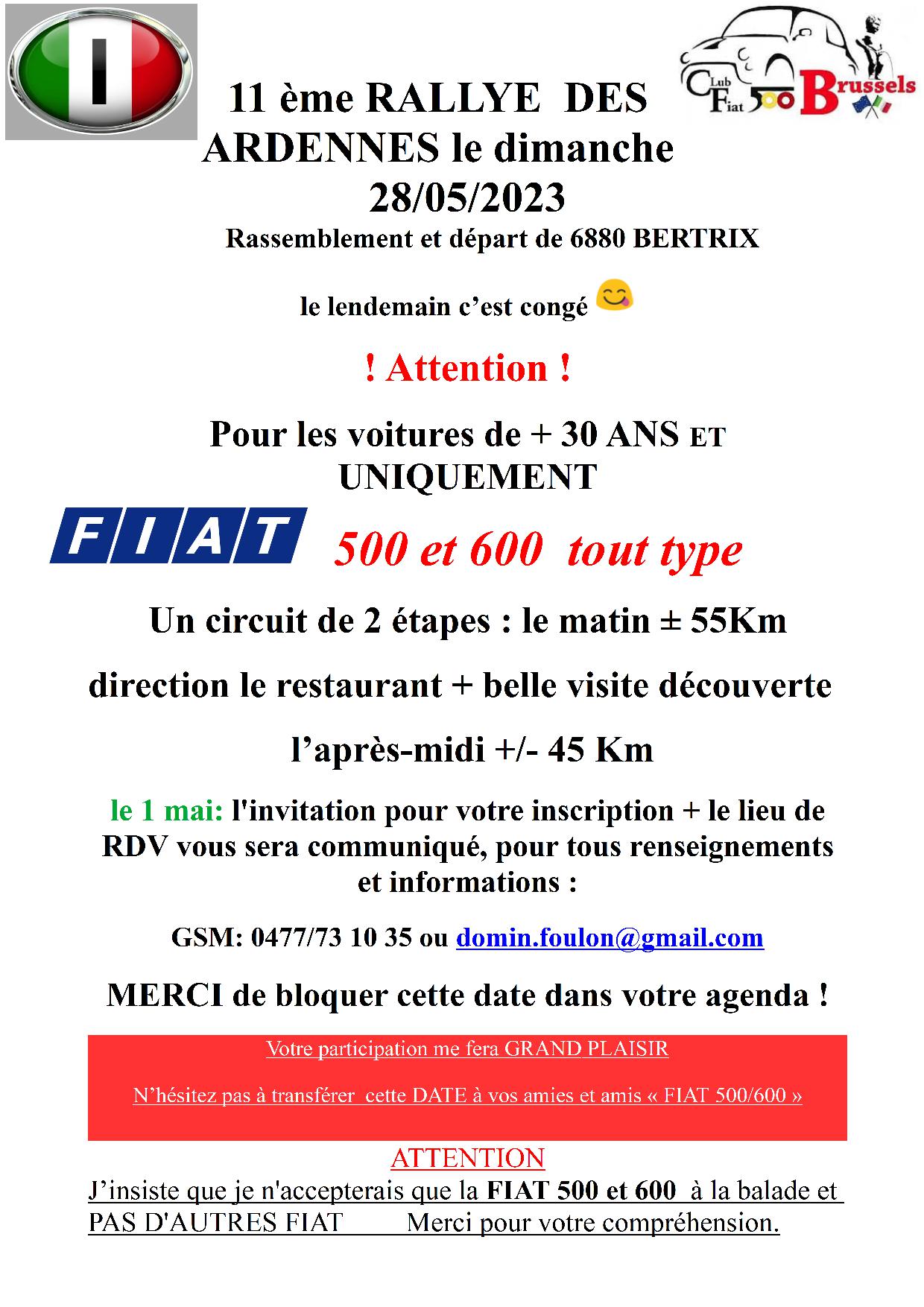 affiche de11ème RALLYE DES ARDENNES