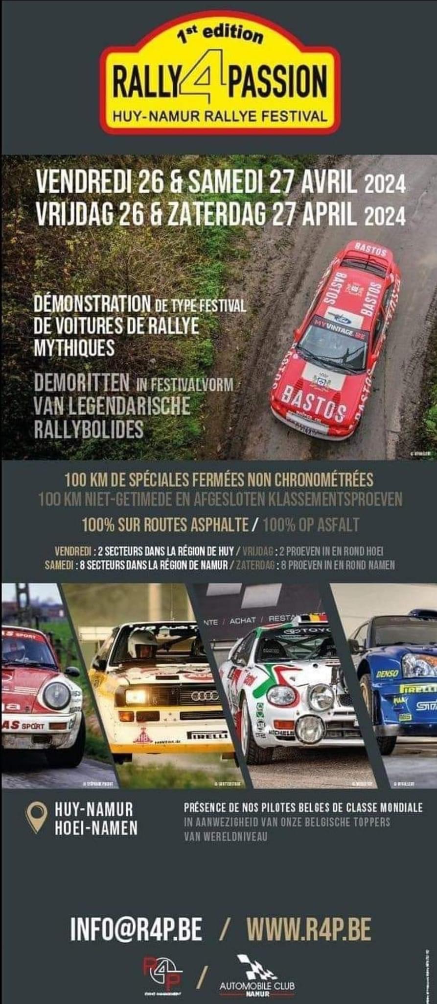 affiche deRally 4 Passion 1st Huy-Namur Rallye Festival