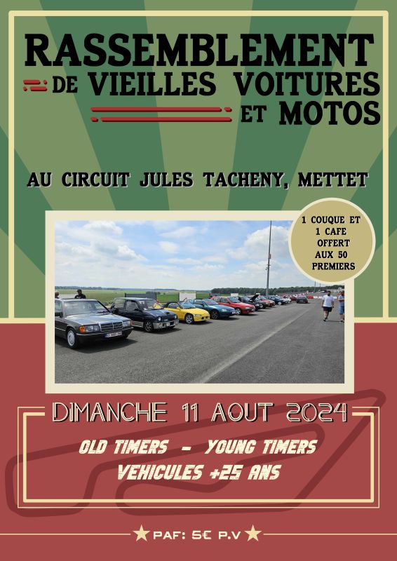 affiche deRassemblement de vieilles voitures et motos