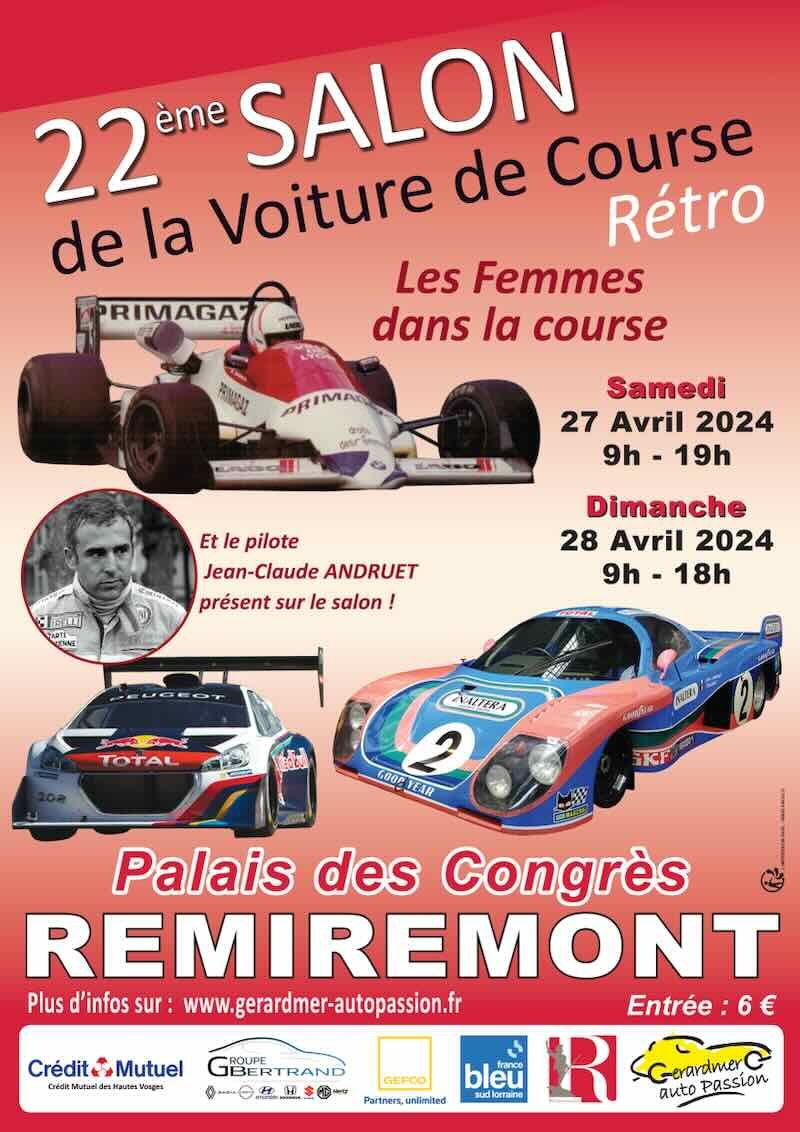 affiche de22Ã¨me Ã©dition du Salon de la Voiture de Course RÃ©tro