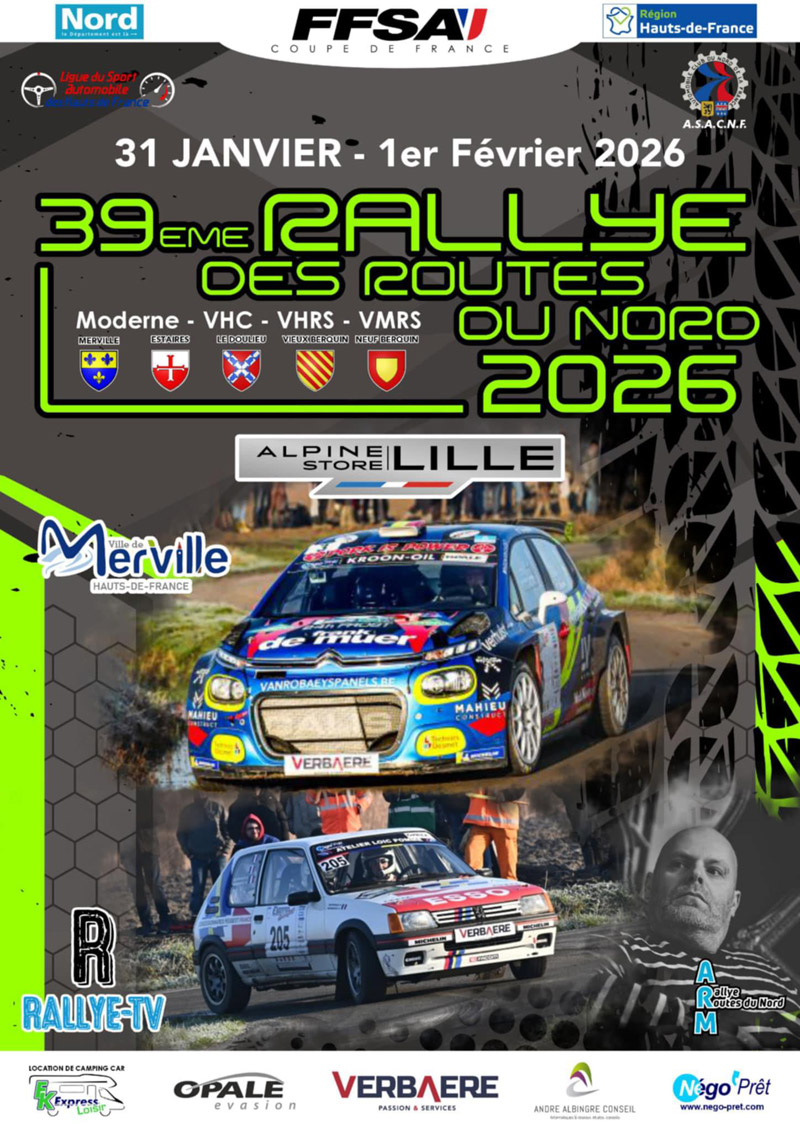 affiche de 38ème Rallye national des Routes du Nord