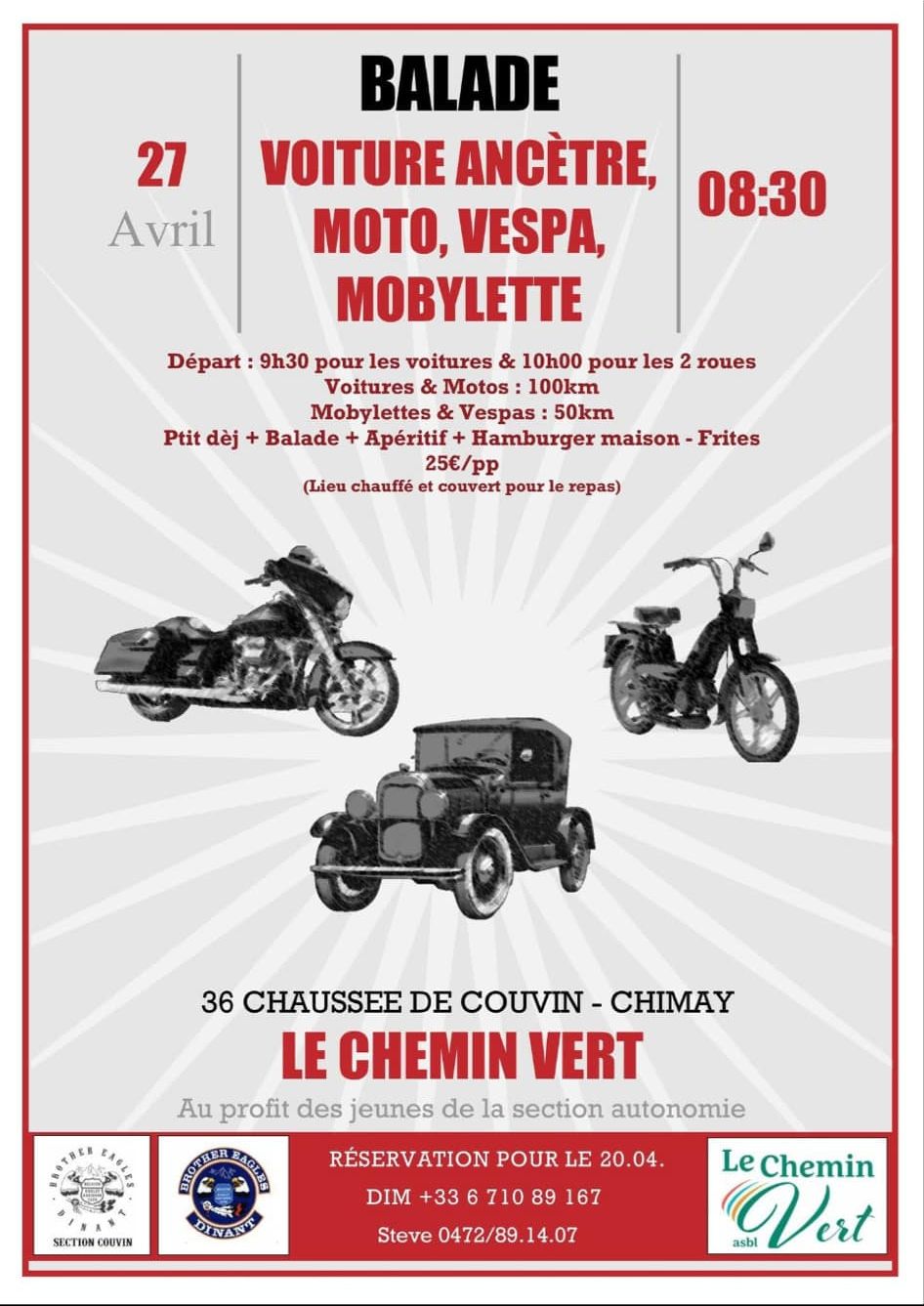 affiche deBalade pour Voiture Ancêtre, Moto, Vespa, Mobylette